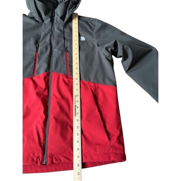North Face Men’s Snow Jacket size M Windwall Hooded Lined Gray Red - Picture 6 of 14